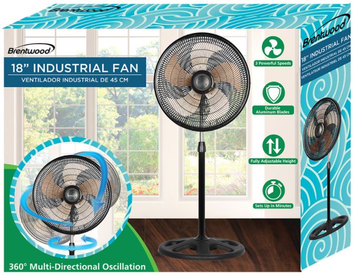 F-18360BK  18" 3-SPEED INDUSTRIAL FAN BLK 1/C