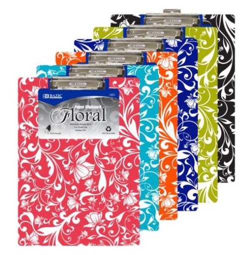 [348556] D-1811-BAZIC Standard Size Floral Paperboard Clipboard w/ Low Profile Clip